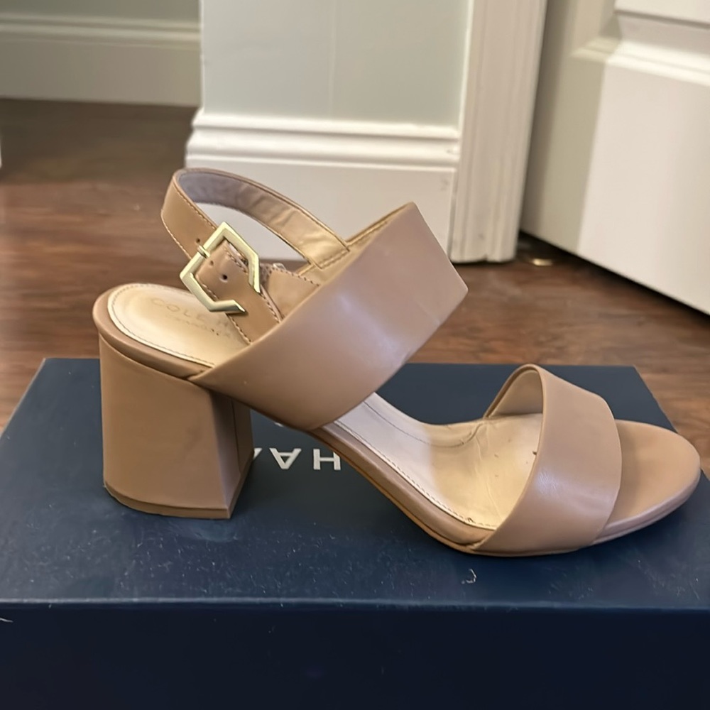 Cole Haan nude block heels
